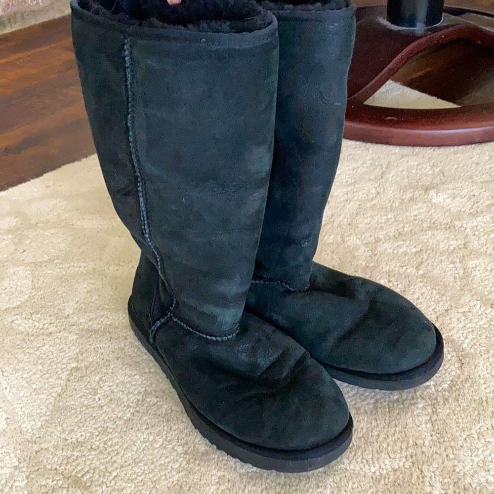 Ugg classic tall black sheepskin boots